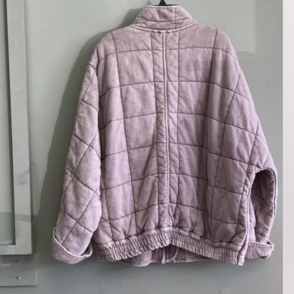 Free People Quilted Dolman Knit Jacket M Misty Mauve Pink - Picture 6 of 7